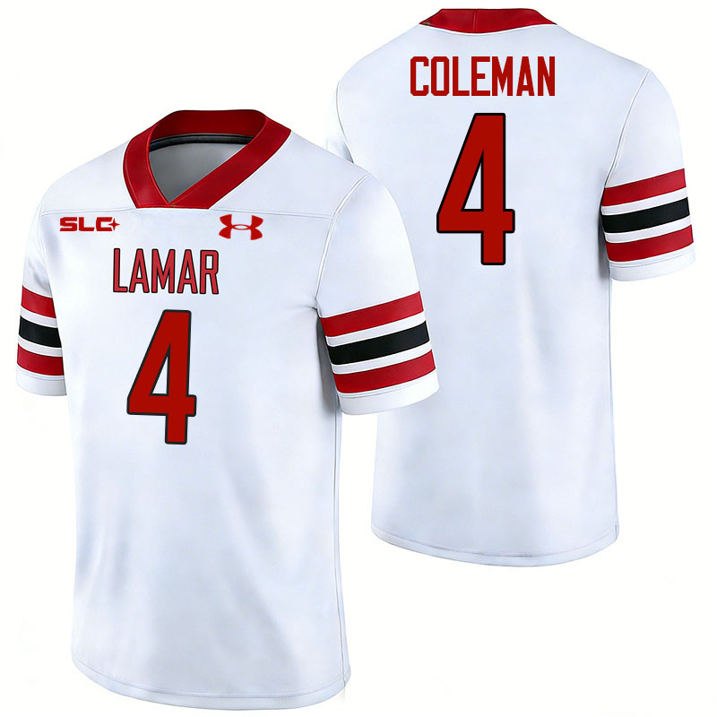 Lamar Cardinals #4 Robert Coleman College Football Jerseys,Uniforms-White